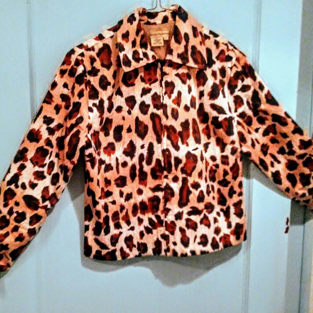 Leopard Print Patrick Christopher Zip-up Blazer